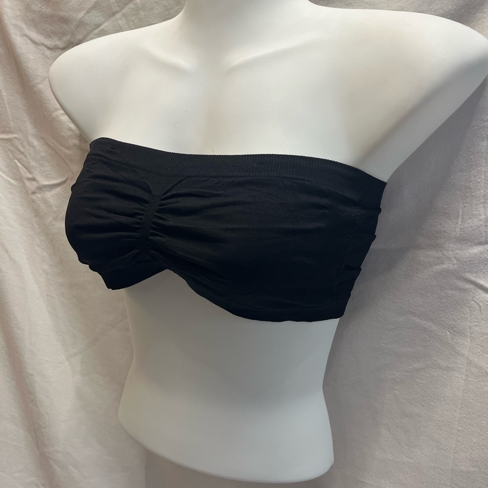 BDG Black Ruched Bandeau Top